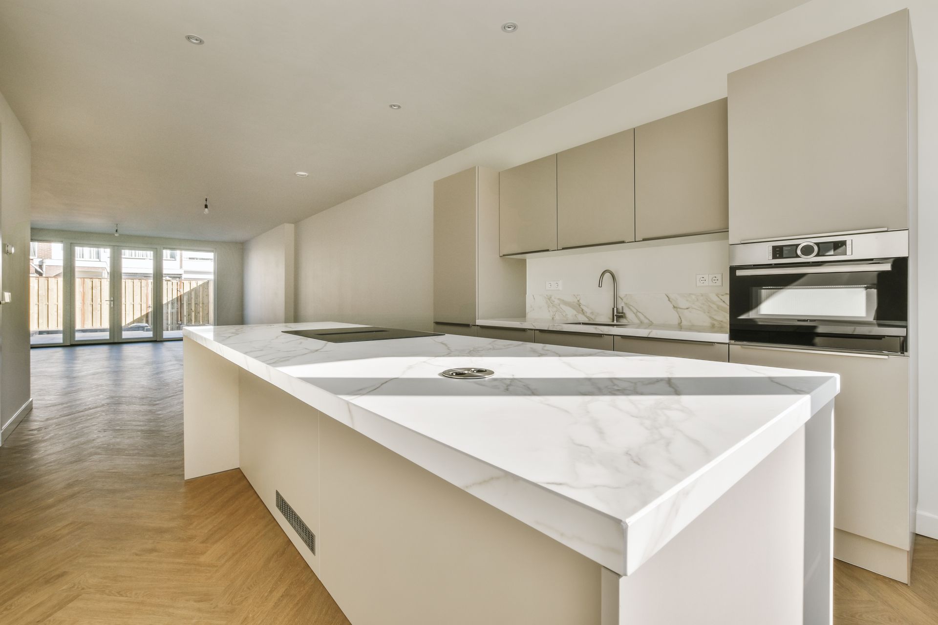 White kitchen with windows